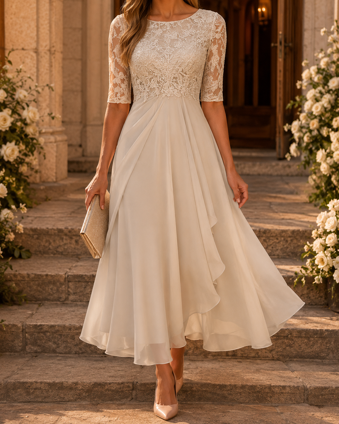 Belle /  The Flattering Lace Midi Dress