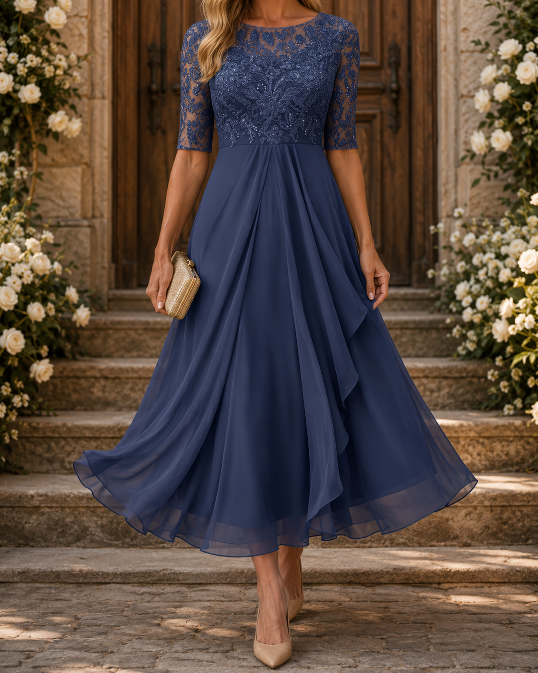 Belle /  The Flattering Lace Midi Dress