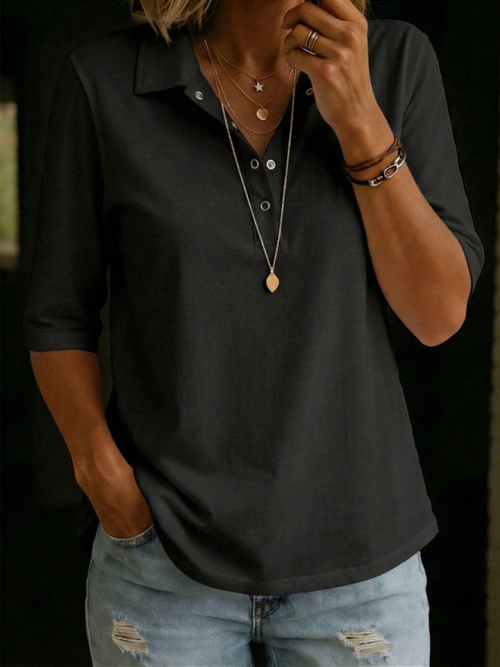 Nola | Casual Cozy Polo Collar Half-Sleeve Tee